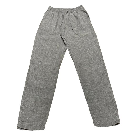 H&M 100% Linen Light Gray Pants Straight Leg High Waist Elastic Women's XS - Picture 3 of 15